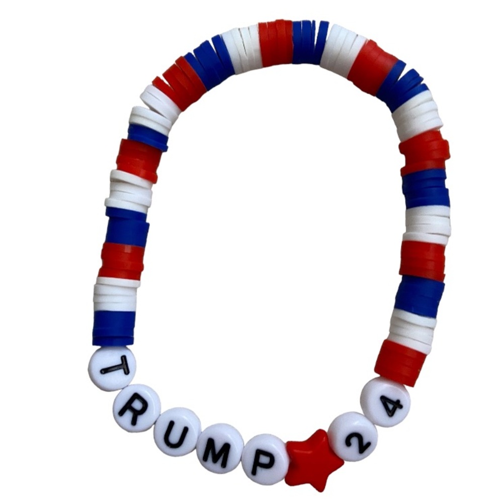 Trump 24 Elastic red white and blue Heishi beads